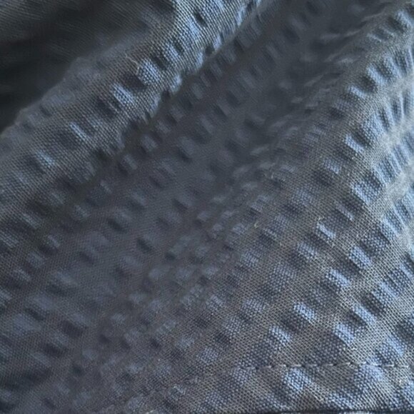 NWOT Joan Rivers Seersucker Button Front Shirt Navy Solid L - Picture 7 of 10